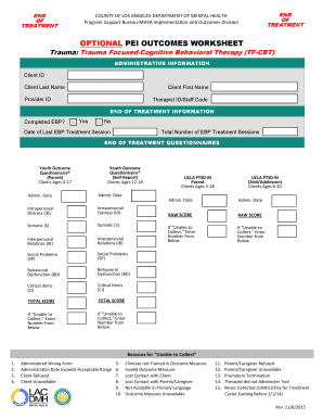 Trauma Focused-Cognitive Behavioral Therapy Outcomes Worksheet
