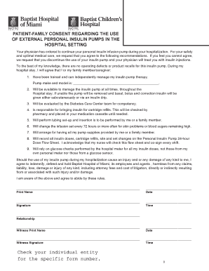 Patient-Family Consent for Insulin Pump Use