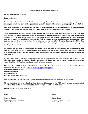 Personal Education Plan for Children in Care