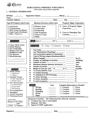 Habitational Property Supplement