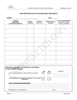 Individual Record on Continuous Education