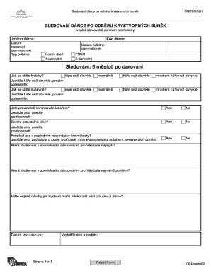 Donor Follow-Up Form After Stem Cell Donation