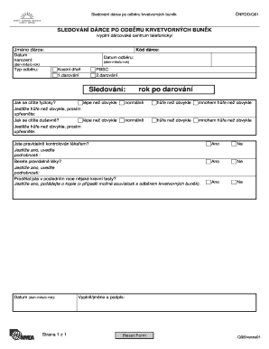 Donor Follow-Up Form After Stem Cell Donation