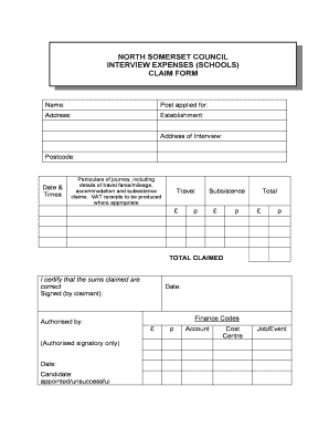 Interview Expenses Claim Form