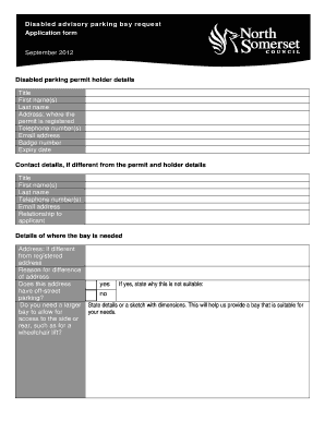 Disabled Advisory Parking Bay Request Application Form