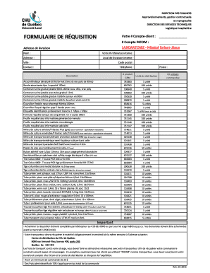 Formulaire de réquisition