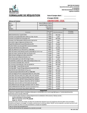 Formulaire de réquisition