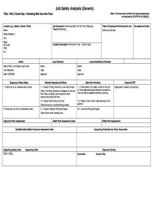 Job Safety Analysis for Elevating Mail