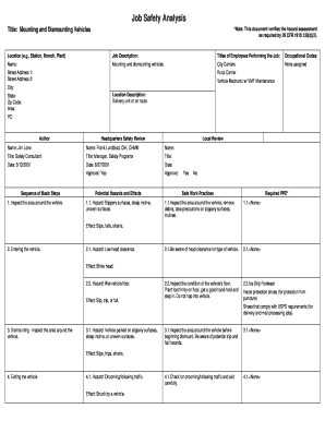 Job Safety Analysis for Mounting and Dismounting Vehicles