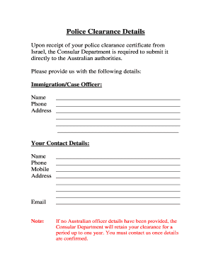 Police Clearance Certificate Request Form