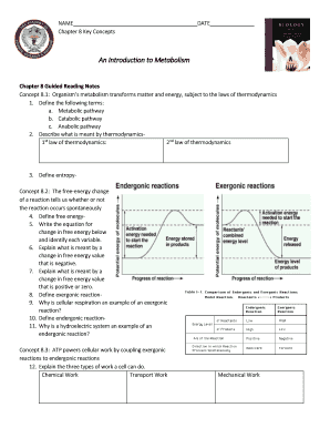 Chapter 8 Metabolism Guided Reading Notes