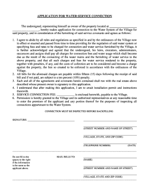 Application for Water Service Connection