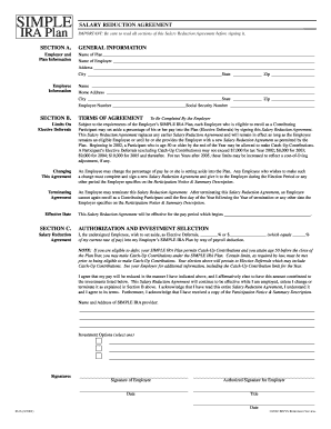 SIMPLE IRA Salary Reduction Agreement