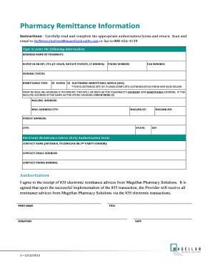 Pharmacy Remittance Information Form