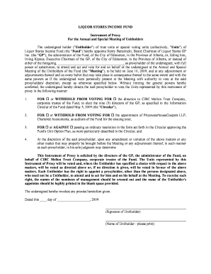 Liquor Stores Income Fund Proxy Form