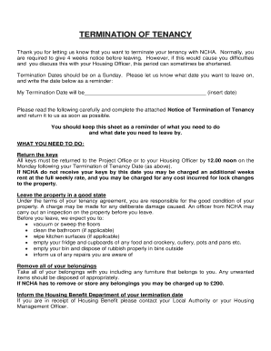 Termination of Tenancy Notice