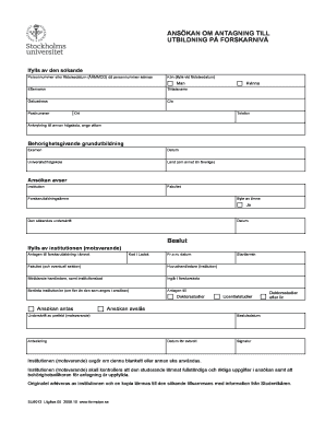 Application for Admission to Doctoral Education