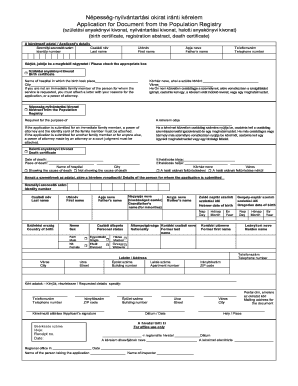 Application for Document from the Population Registry