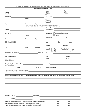 Criminal Warrant Application
