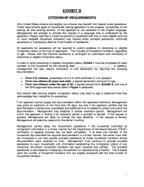 US Federal Rental Assistance Citizenship Declaration Form