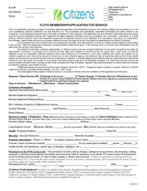 Citizens Telephone Cooperative Service Application