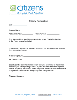 Priority Restoration Permission Form