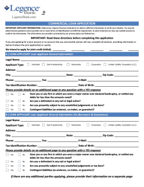 Commercial Loan Application Form