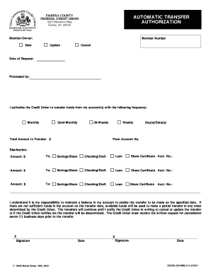 Automatic Transfer Authorization Form