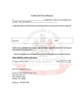 Credit Card Closure Request