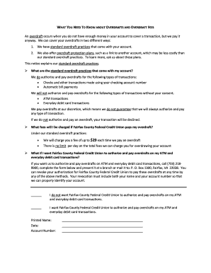 Fairfax County Federal Credit Union Overdraft Consent Form