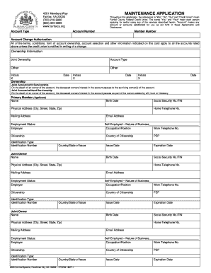 Fairfax County Federal Credit Union Maintenance Application