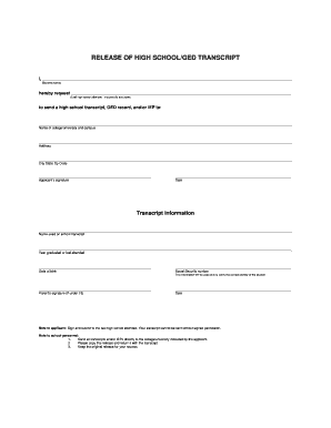 High School Transcript Release Form