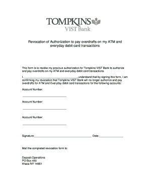 Revocation of Overdraft Authorization