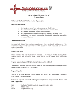 The Florist Federal Credit Union Membership Application
