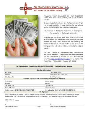 Florist Federal Credit Union Balance Transfer Request