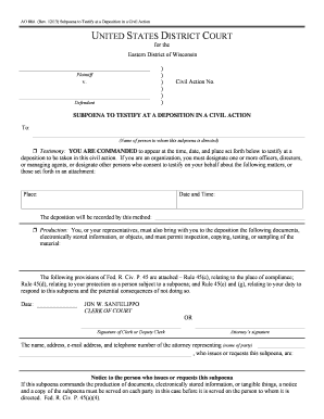 Subpoena to Testify at a Deposition in a Civil Action