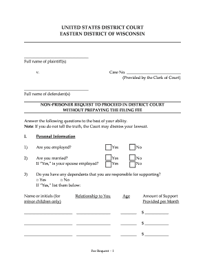 Non-Prisoner Request to Proceed Without Prepaying Filing Fee