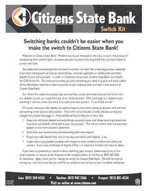 Citizens State Bank Switch Kit