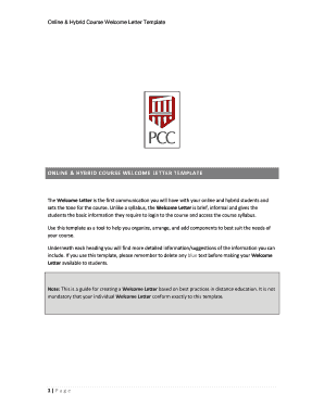 Online Course Welcome Letter Template