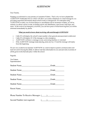 ALERTNOW Notification Service Form