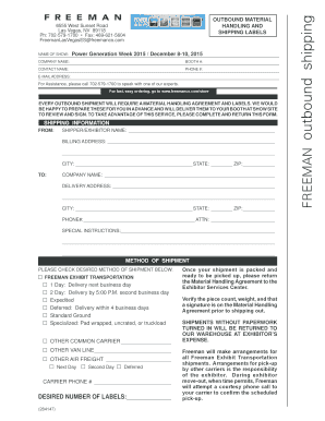 Freeman Outbound Shipping Form