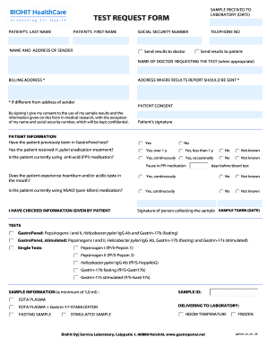 GastroPanel Test Request Form