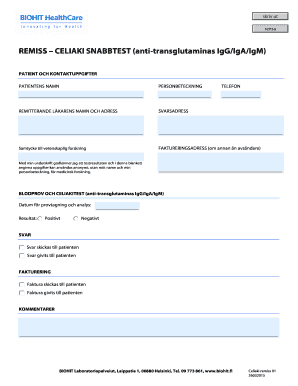 Celiac Disease Test Referral Form