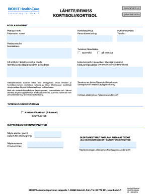 Cortisol Test Form
