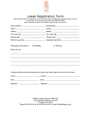 Horse Lease Registration Form