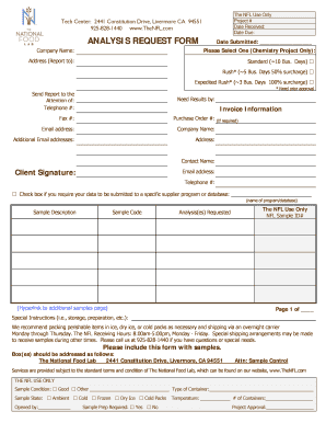 Analysis Request Form