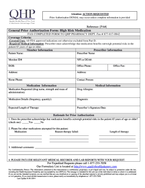 High Risk Medication Prior Authorization Form
