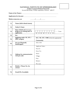 Indian Council of Medical Research Job Application Form