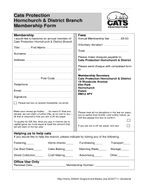 Cats Protection Membership Form