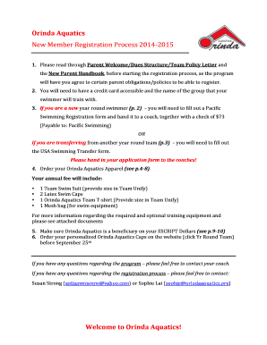 USA Swimming Registration Application